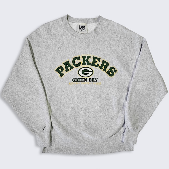 Green Bay Packers Vintage 90s Lee Sport Sweatshirt - Gray Color Pullover Sweater - Made in USA - Men's Size Extra Large (XL) - Free SHIPPING