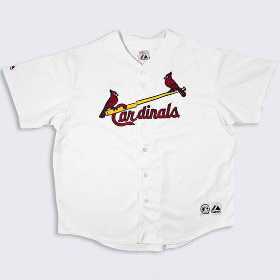 St Louis Cardinals Vintage Majestic Baseball Jersey - MLB White Color Uniform Shirt - Genuine Merchandise - Men's Size : 2XL - Free SHIPPING