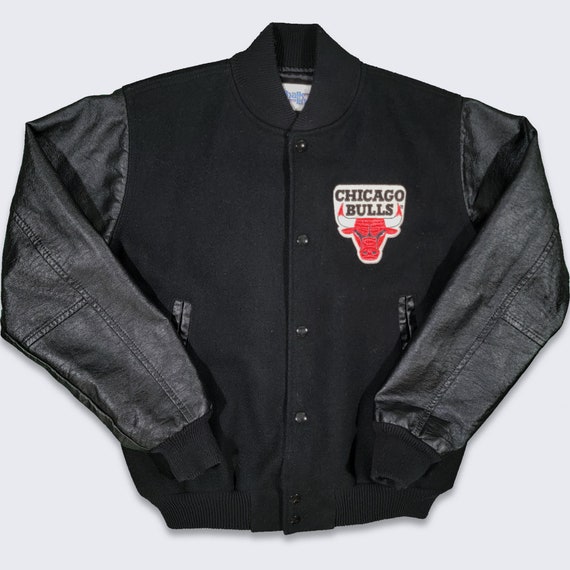 Chicago Bulls Vintage 80s Chalk Line Varsity Jacket NBA Basketball Letterman Black Coat Made in USA Size Youth XL Free Shipping Etsy Ireland