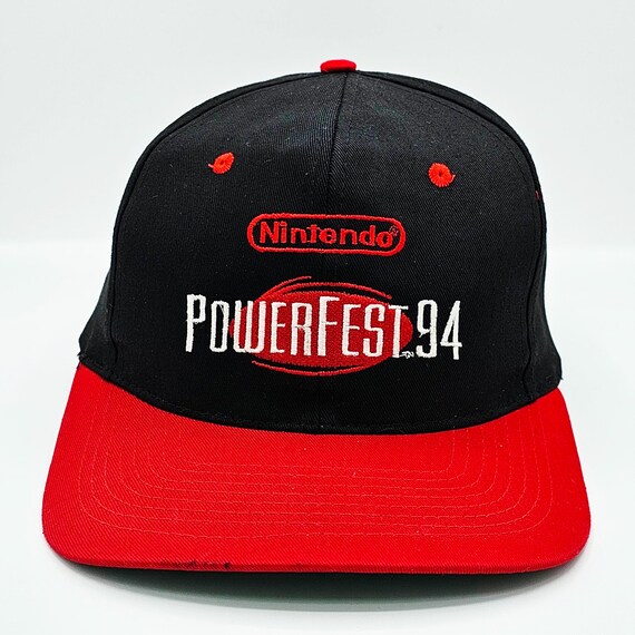 Nintendo Vintage 90s Powerfest 94 Snapback Hat - Video Games Black & Red Baseball Style Cap - One Size Fits All - Free Shipping