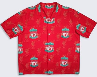 Liverpool Vintage Reworked Button Up Collard Soccer England Shirt