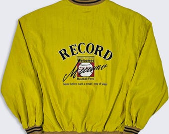 Baseball Vintage 90s Mecaano Baltimore Windbreaker Jacket - Yellow Color Light Weight Coat - Men's Size : Medium ( M ) - FREE SHIPPING