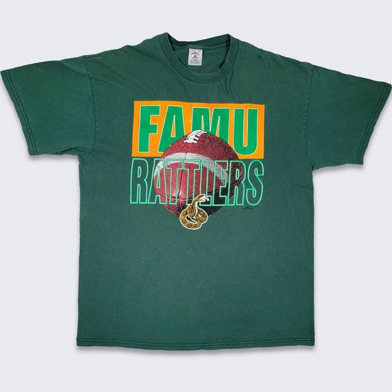 FAMU Rattlers Vintage 90s HBCU Football T-Shirt - Florida A&M University Green Delta Tee - Size Men's Extra Large - Free SHIPPING