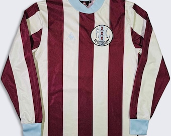 FC Amsterdam Vintage Le Coq Sportif Soccer Jersey - Extremely Rare - White, Red & Blue Uniform Shirt - Men's Size : Large - FREE SHIPPING