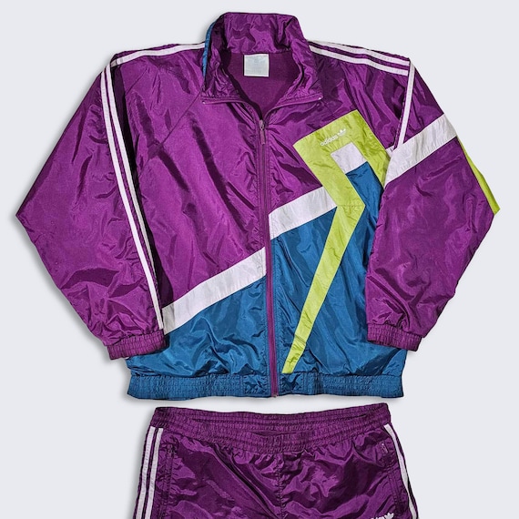 Adidas Vintage 90s Full Wind Breaker Track Suit - Includes Both Windbreaker Jacket Coat & Joggers Pants - Size Men's: Large - FREE SHIPPING
