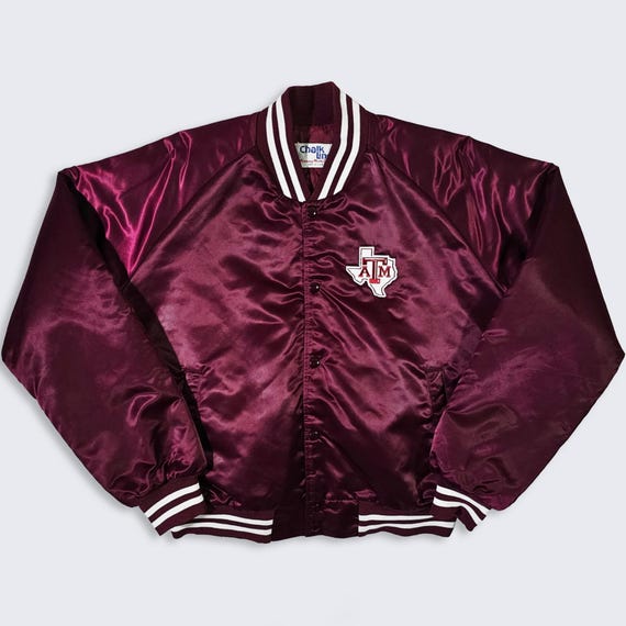 Texas A&M Aggies Vintage 80s Chalk Line Satin Bomber Jacket