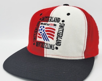 Switzerland Vintage 90s World Cup Soccer Snapback Hat - Nutmeg
