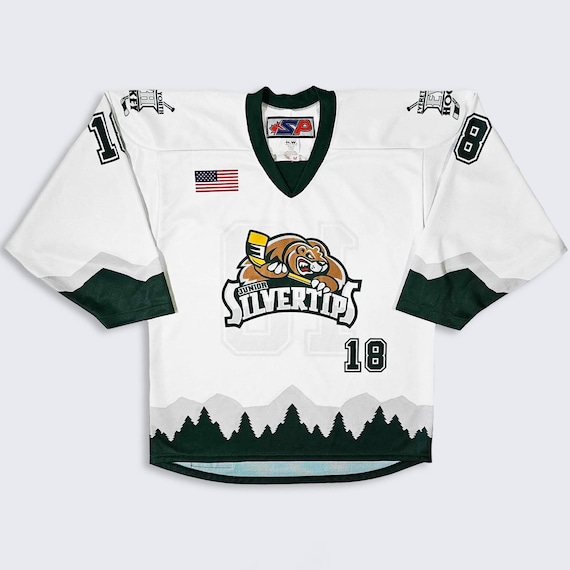 Everett Silvertips WHL Junior Washington Hockey Jersey - White Uniform Shirt - Made in Canada - Men's Size : Medium ( M ) - FREE SHIPPING