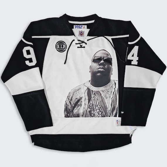 Notorious BIG Vintage Y2K Biggie Rap Hockey Jersey - Post Game - Stitched On Logos, Letters & Numbers - Men's Size 2XL (XXL) - FREE Shipping