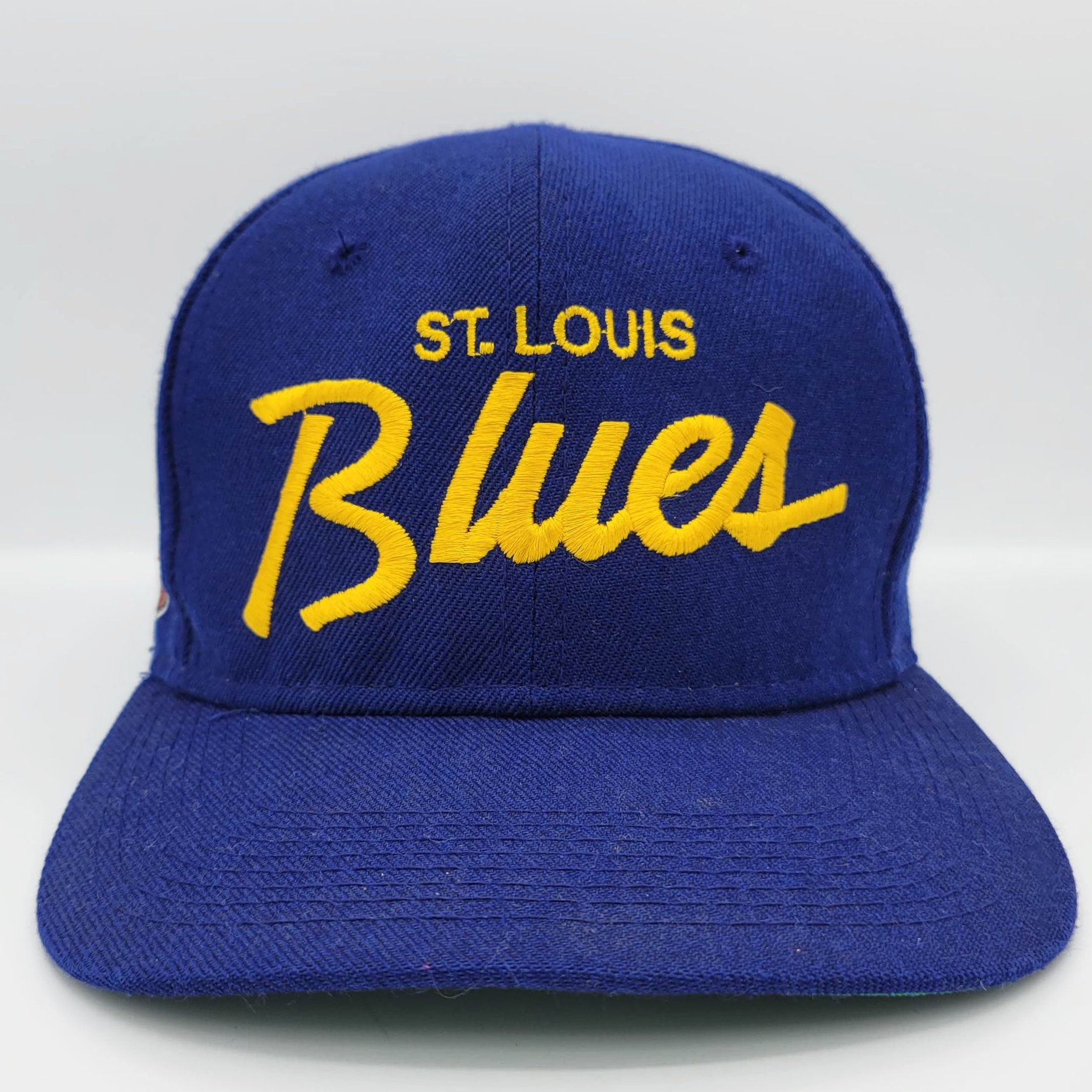 St Louis Blues Vintage 90s Script Sports Specialties Snapback Hat