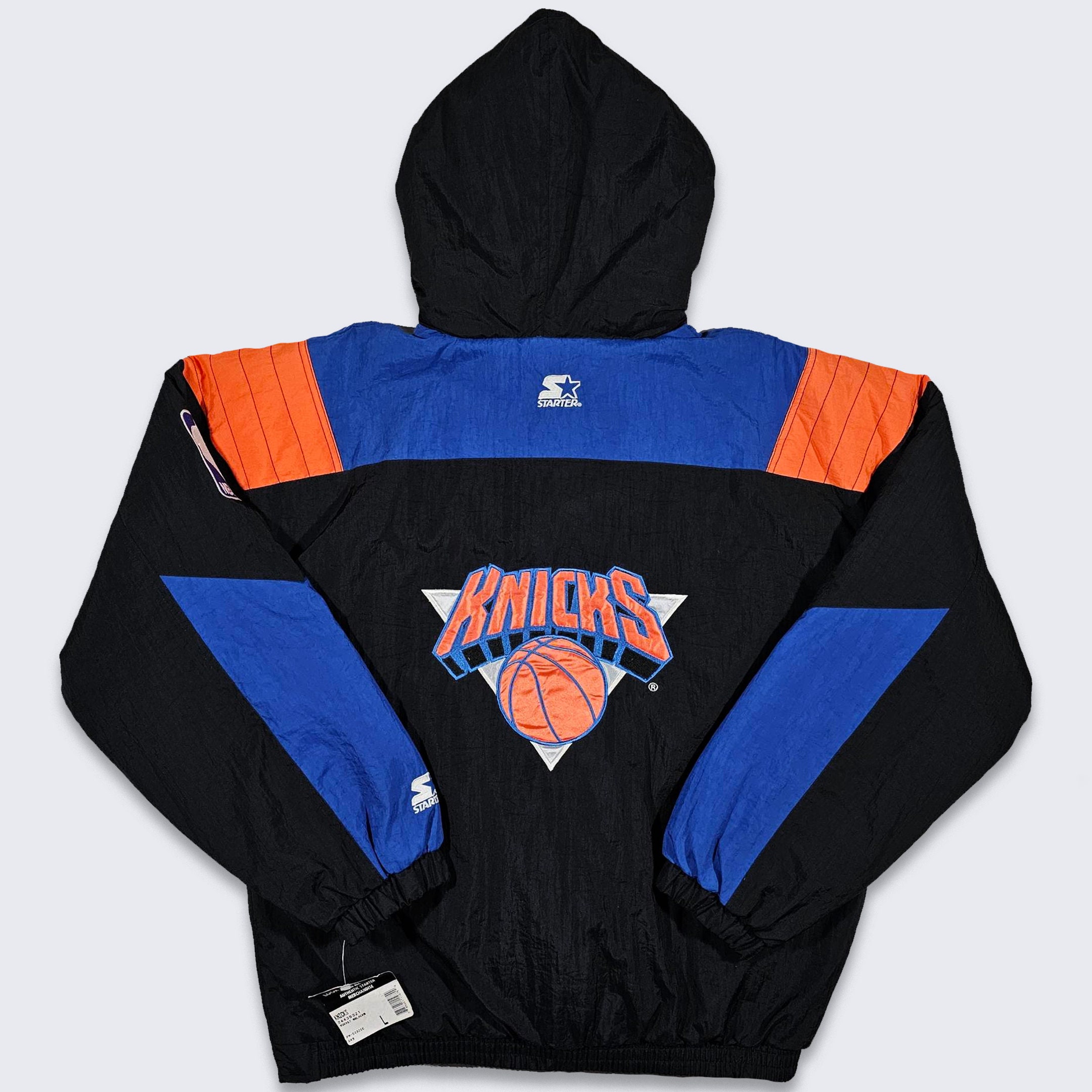 Vintage 90s New York Knicks Orange Blue White Pullover Starter
