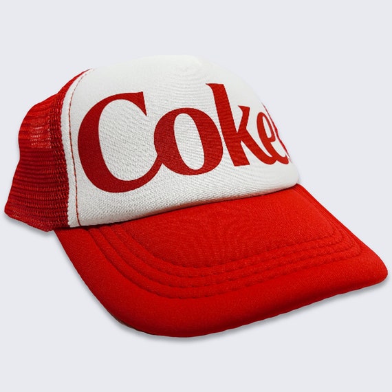 Coke Vintage 90s Coca Cola Trucker Snapback Hat - Red and White Baseball Style Cap - One Size Fits All - FREE SHIPPING