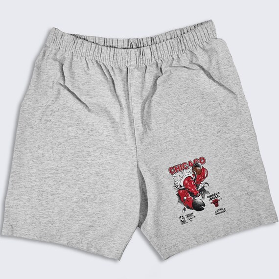 Chicago Bulls Vintage 90s Nutmeg Heather Gray Sweat Shorts - Has Pockets - Made in USA - Size Men's : Extra Large ( XL ) - Free SHIPPING