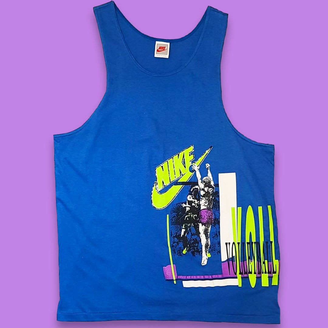 Vintage Nike Volleyball Tank Top Shirt - 90s Neon Colors - Etsy