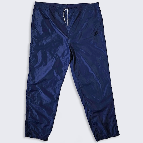 Nike Vintage 80s Navy Blue Swishy Windbreaker Pants - Blue Athletic Bottoms - Not Lined - Men's Size : Extra Large ( XL ) - Free Shipping