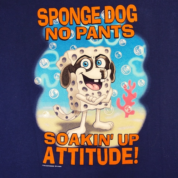 Sponge Bob Vintage 00s Big Dogs T-Shirt - Sponge Dog No Pants Soakin Up Attitude! - Parody Comic Cartoon Tee - Men's Size 3XL -FREE SHIPPING