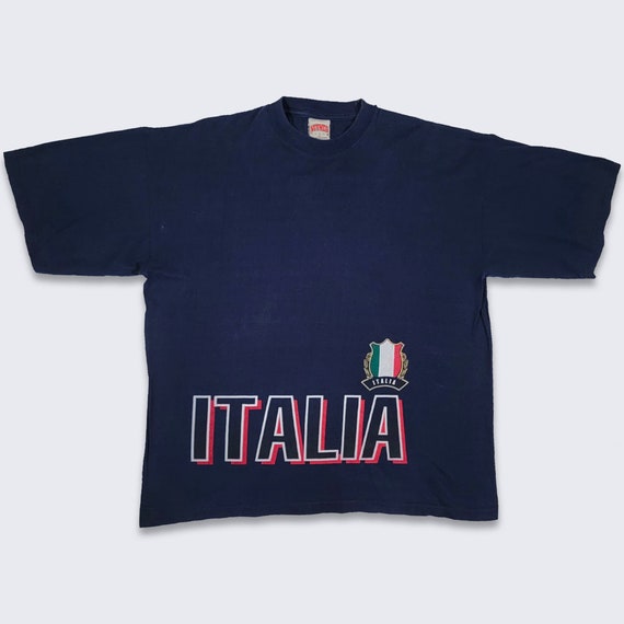 Italy Soccer Vintage 90s Nutmeg Mills T-Shirt - 1996 Euro Cup - Black Color Tee - Size Men's Extra Large ( XL ) - FREE SHIPPING