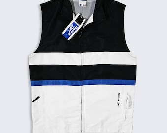 Reebok Vintage 90s Zip Up Windbreaker Players Vest - Zipper Closure - Has Pockets - NWT - Deadstock - Men's Size: Medium (M) - FREE SHIPPING