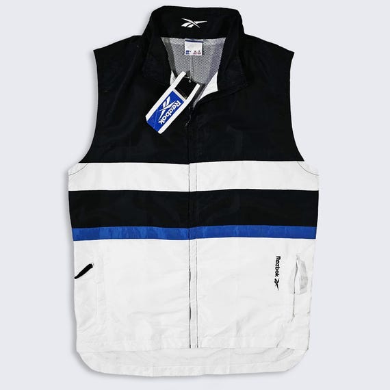 Reebok Vintage 90s Zip Up Windbreaker Players Vest - Zipper Closure - Has Pockets - NWT - Deadstock - Men's Size: Medium (M) - FREE SHIPPING