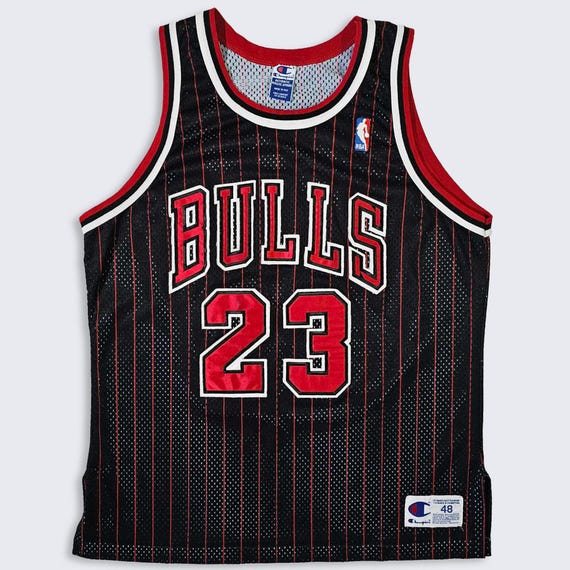 Chicago Bulls Vintage 90s Michael Jordan Authentic Pinstripe Basketball Jersey - Champion Stitched NBA Uniform - Size : XL - FREE Shipping