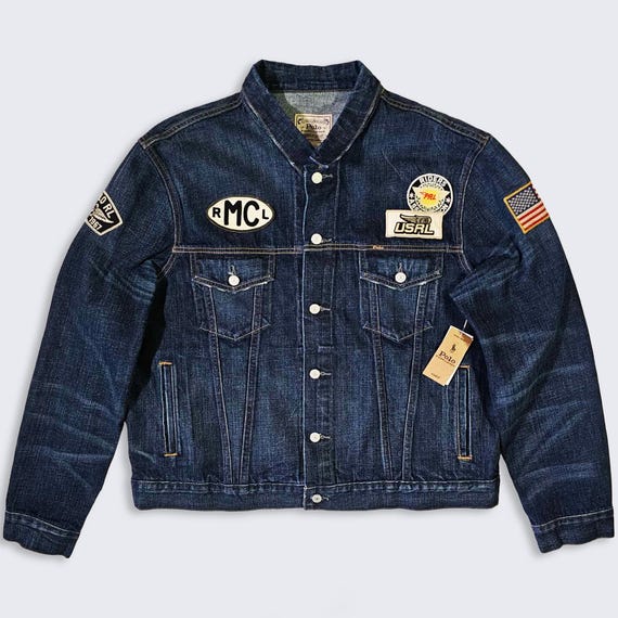 Polo Ralph Lauren Motorcycle Club USRL Riders Denim Trucker Jacket - NWT - Deadstock - Patchwork 1967 Jean Coat - Men's 2XL - Free SHIPPING