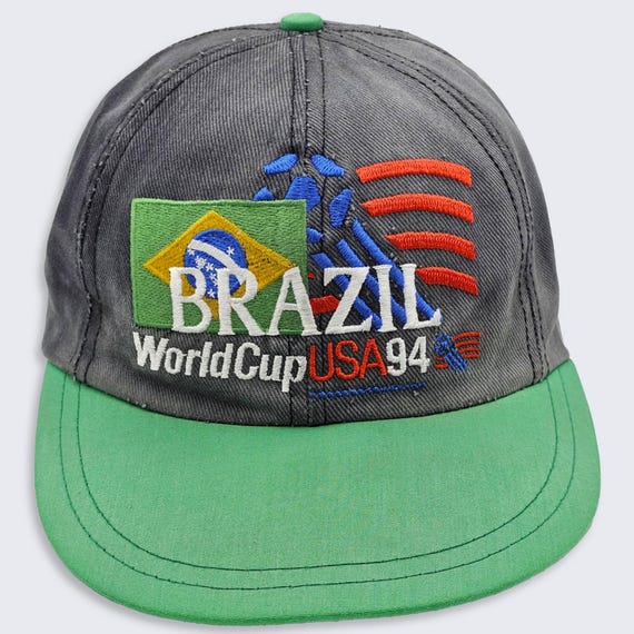 Brazil Soccer Vintage 90s World Cup 94 USA Snapback Hat - Brasil - Black & Green Color Cap - Stitched On Patches - One Size - FREE SHIPPING