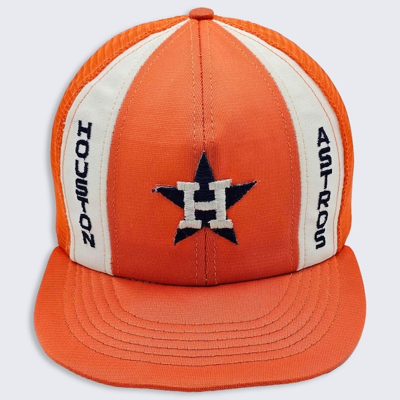 Houston Astros Vintage 80s Annco Trucker Snapback Hat - MLB Baseball Orange Color Cap - Soft Bill - One Size Fits All - FREE SHIPPING