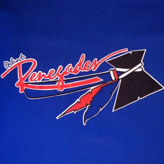 Orlando Renegades Vintage 80s USFL T-Shirt -  Logo 7 Single Stitch Tee - Made in USA Blue Color Tee - Size Men's Extra Large - FREE Shipping