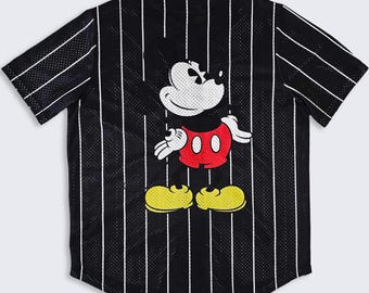 Mickey Mouse Vintage Disney Old English Baseball Jersey - Black