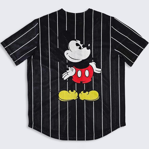 Mickey Mouse Vintage Disney Old English Baseball Jersey - Black