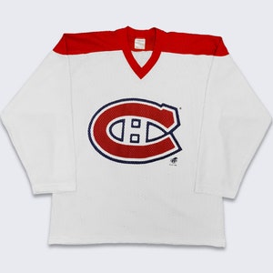 Montreal Canadiens Vintage 90s Ravens Hockey Jersey - Made in Canada - White and Red NHL Jersey Shirt - Size Men&#39;s Medium - Free Shipping