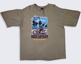 Harley Davidson Vintage Y2K Virgin Islands T-shirt - Gray Color