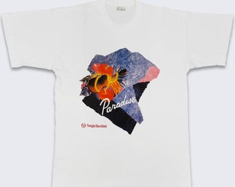 Sergio Tacchini Vintage 90s Paradise Italy Tennis T-Shirt