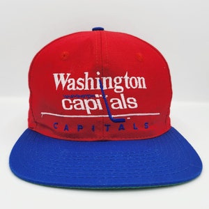 Washington Capitals Vintage 90s Twins Snapback Hat - Red & Blue Baseball Style Cap - NHL Licensed Product - One Size Fits All -FREE SHIPPING