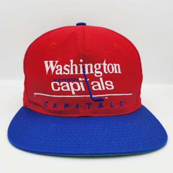 Washington Capitals Vintage 90s Twins Snapback Hat - Red & Blue Baseball Style Cap - NHL Licensed Product - One Size Fits All -FREE SHIPPING
