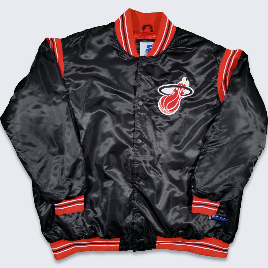 Miami Heat Starter Satin Bomber Jacket NBA Basketball Retro Coat NWT