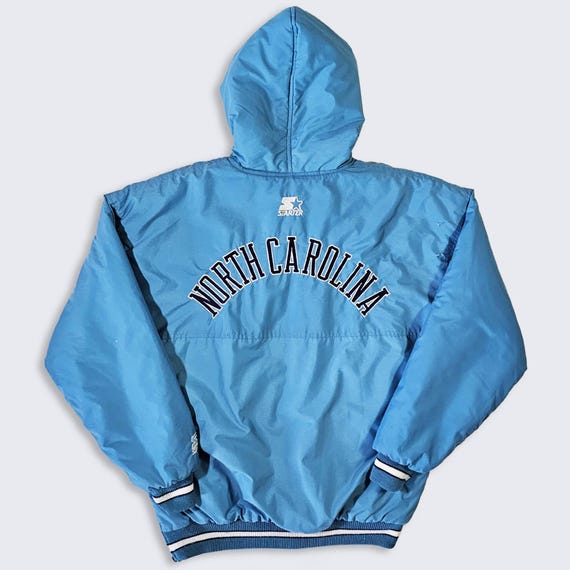 North Carolina Tar Heels Vintage 80s Starter Jacket - UNC College Blue Color Coat - Stitched On - Men's Size : Medium ( M ) - Free Shipping