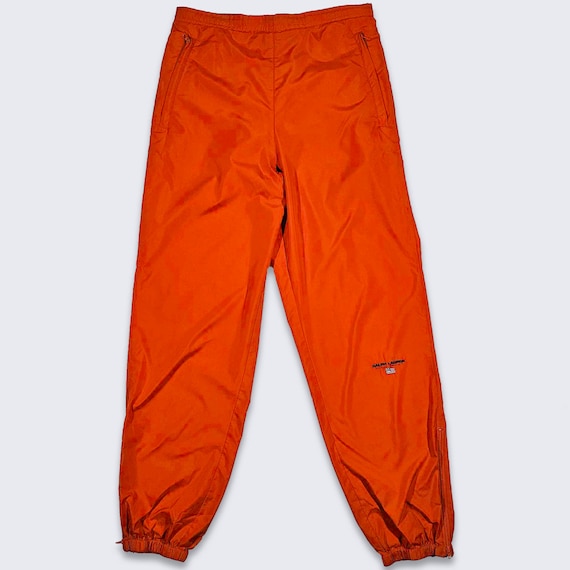Polo Sport Ralph Lauren Vintage 90s Jogger Pants -  Orange Windbreaker Bottoms - Men's Size Medium - FREE SHIPPING