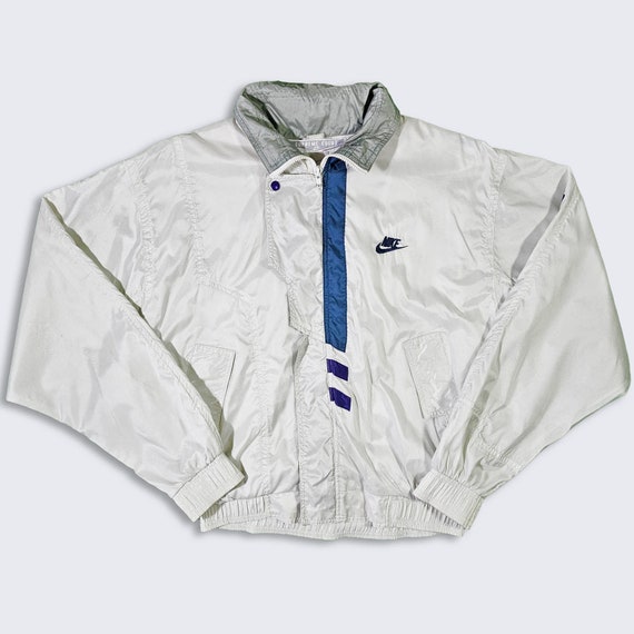 Nike Vintage 90s Supreme Court Windbreaker Jacket - White Color Light Weight Coat - Men's Size Fits Like : Small ( S ) - FREE SHIPPING