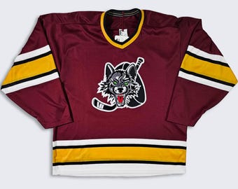 Chicago Wolves Vintage 90s IHL Bauer Hockey Jersey - NWT - Deadstock - Brand New with Tags - Men's Size : Medium ( M ) - FREE Shipping