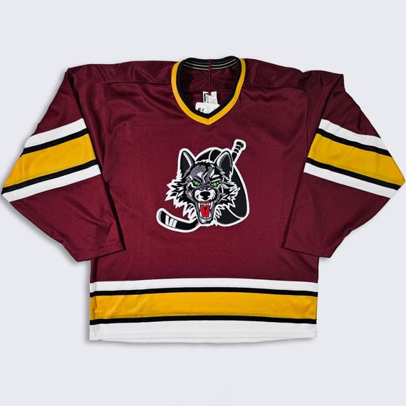 Chicago Wolves Vintage 90s IHL Bauer Hockey Jersey - NWT - Deadstock - Brand New with Tags - Men's Size : Medium ( M ) - FREE Shipping