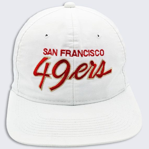 San Francisco 49ers Vintage 90s Script Sports Specialties Snapback Hat - NFL Football White Twill Baseball Cap - One Size - Free Shipping