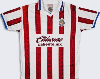 Chivas de Guadalajara Mexiko Fußball Trikot - Rot & Weiß gestreiftes Uniform Hemd - Hergestellt in Mexiko - Größe: Extra Groß (XL) - Kostenloser Versand