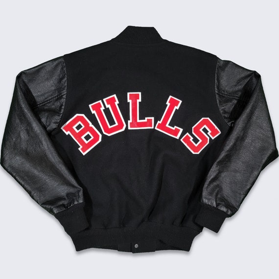 Wool/Leather Basketball Chicago Bulls Black Varsity Jacket