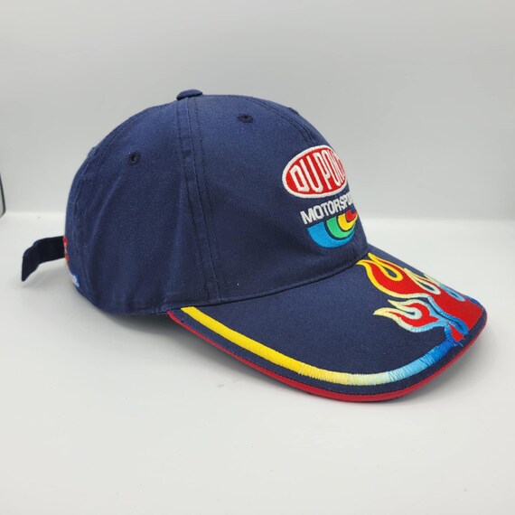 Jeff Gordon Vintage NASCAR Flames Fire Strapback Hat - Blue Color