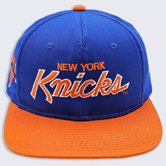 New York Knicks Vintage 90s Script Sports Specialties Snapback Hat - Blue & Orange Color Cap - NBA Licensed - One Size - FREE SHIPPING