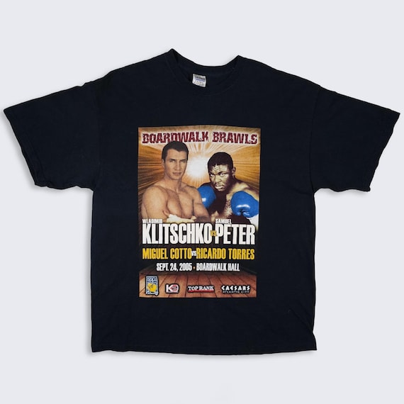 Klitschko vs Peter Vintage Y2K Boardwalk Boxing Fight T-Shirt - Black Color Tee - 100% Cotton - Men's Size: Extra Large (XL) - FREE Shipping