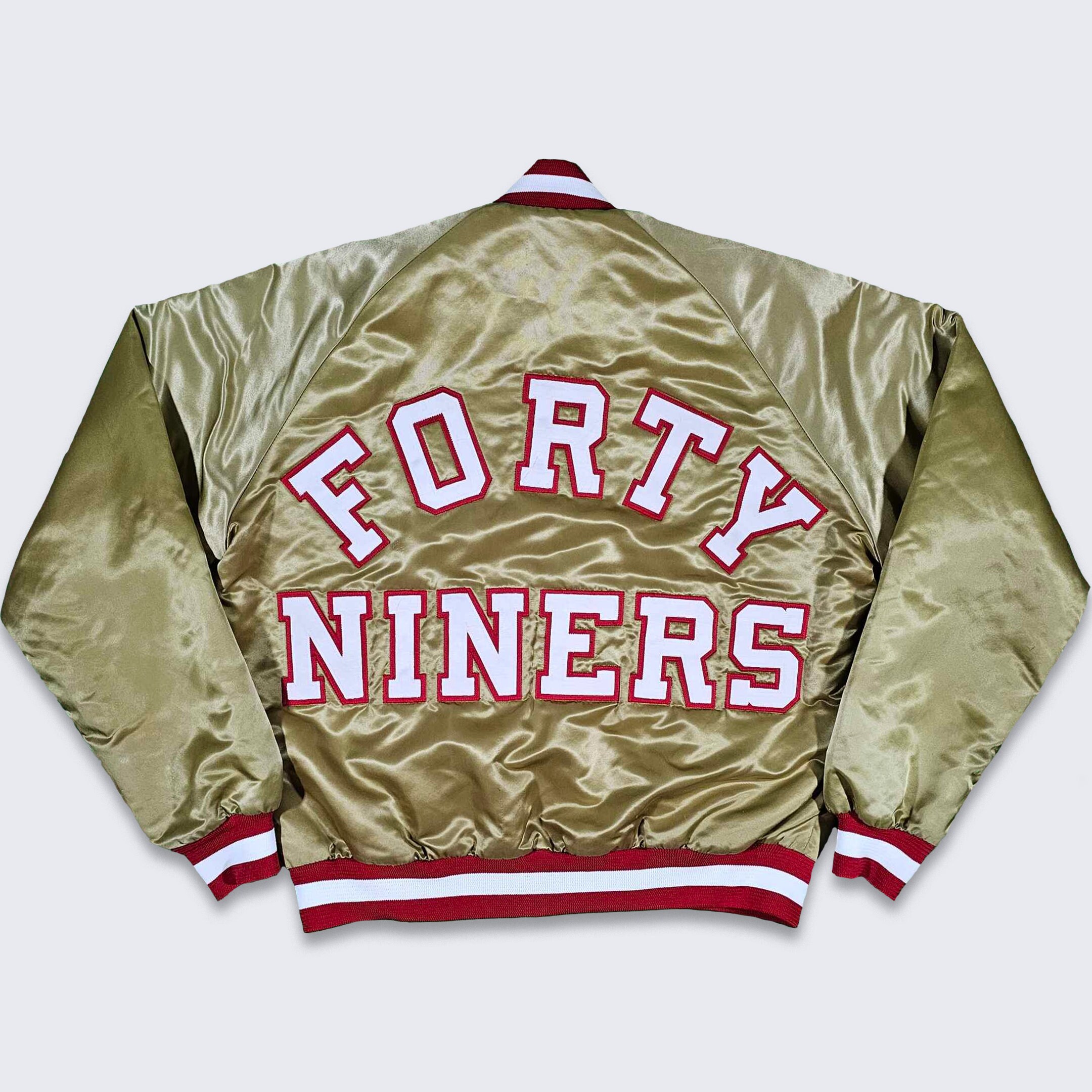 San Francisco 49ers Vintage 80s Chalk Line Satin Bomber Jacket