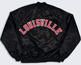 Louisville Cardinals Vintage 80s Chalk Line Satin Bomber Jacket