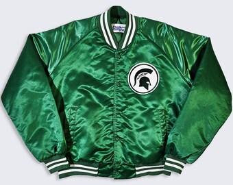 Michigan State Spartans Vintage 80s Chalk Line Satin Bomber - MSU
